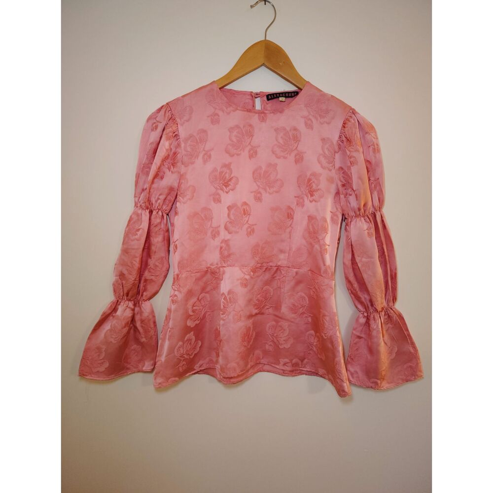 Alexa Chung Floral Jacquard Peplum Blouse Coquette Balletcore Cottagecore Twee - Picture 5 of 15